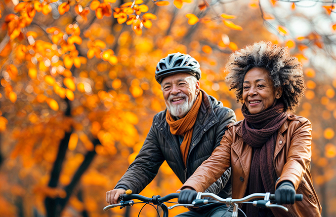 There are many reasons to get a body scan; couple on bicycle outdoors